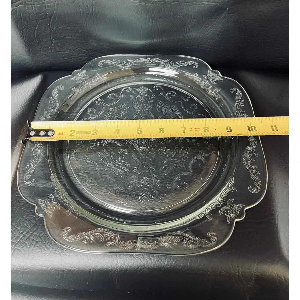 Indiana Glass Madrid Recollection Clear Divided Plate 10in Art Deco 30s Formal